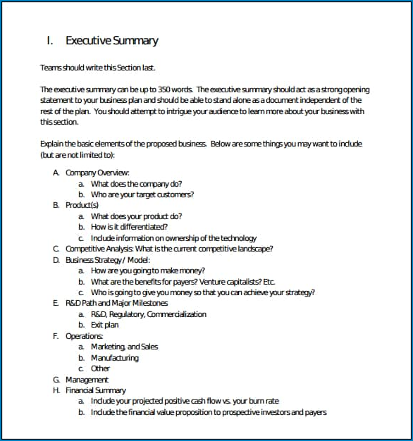 Executive Summary Template Sample