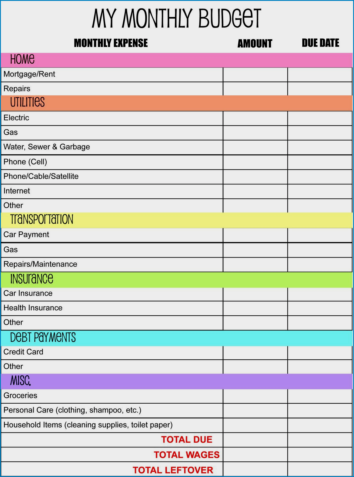 Family Budget Template Example