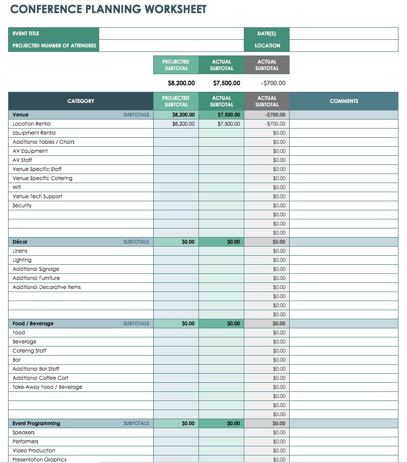 Festival Budget Template Example