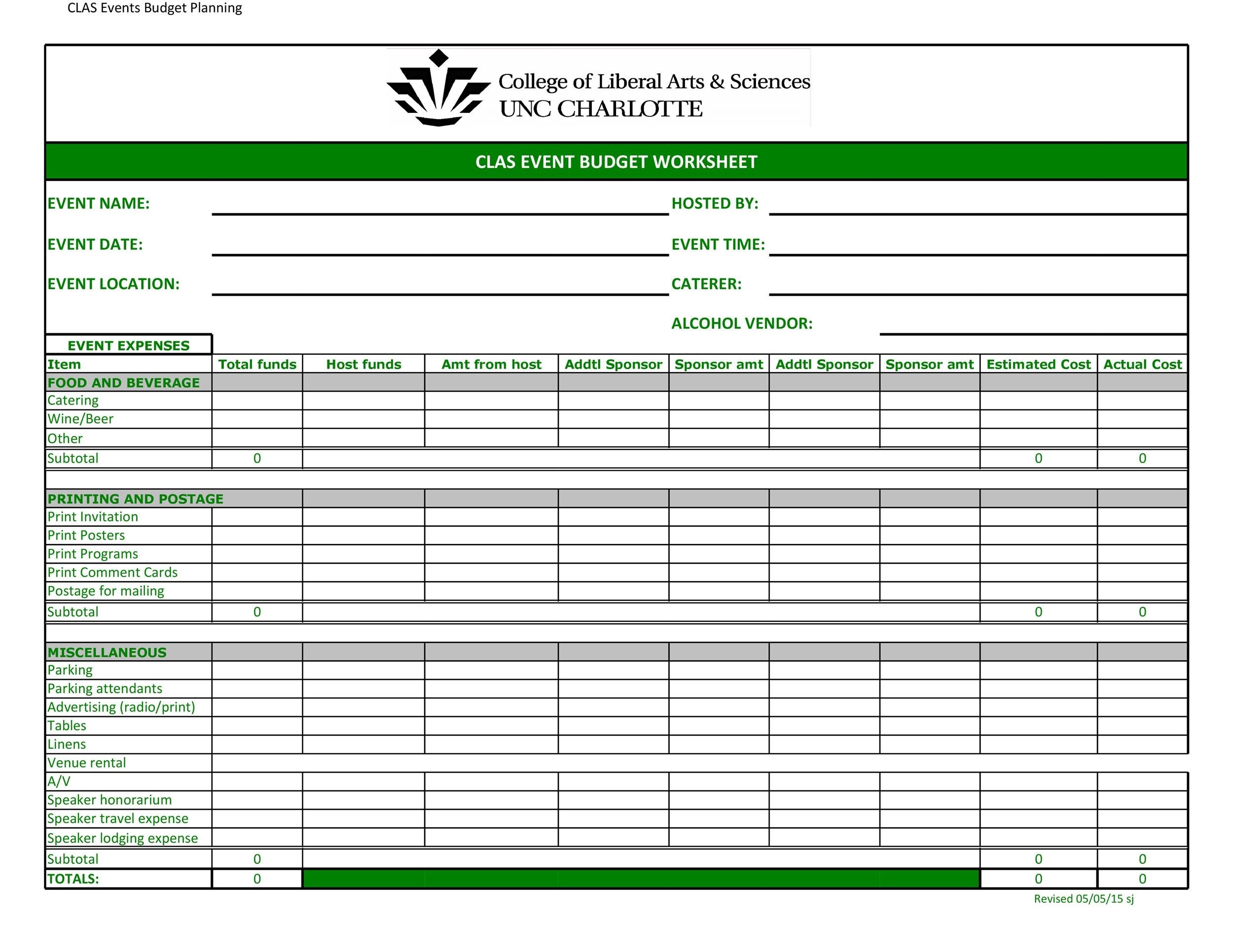 Festival Budget Template Sample