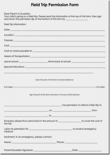 √ Free Printable Field Trip Permission Slip Template