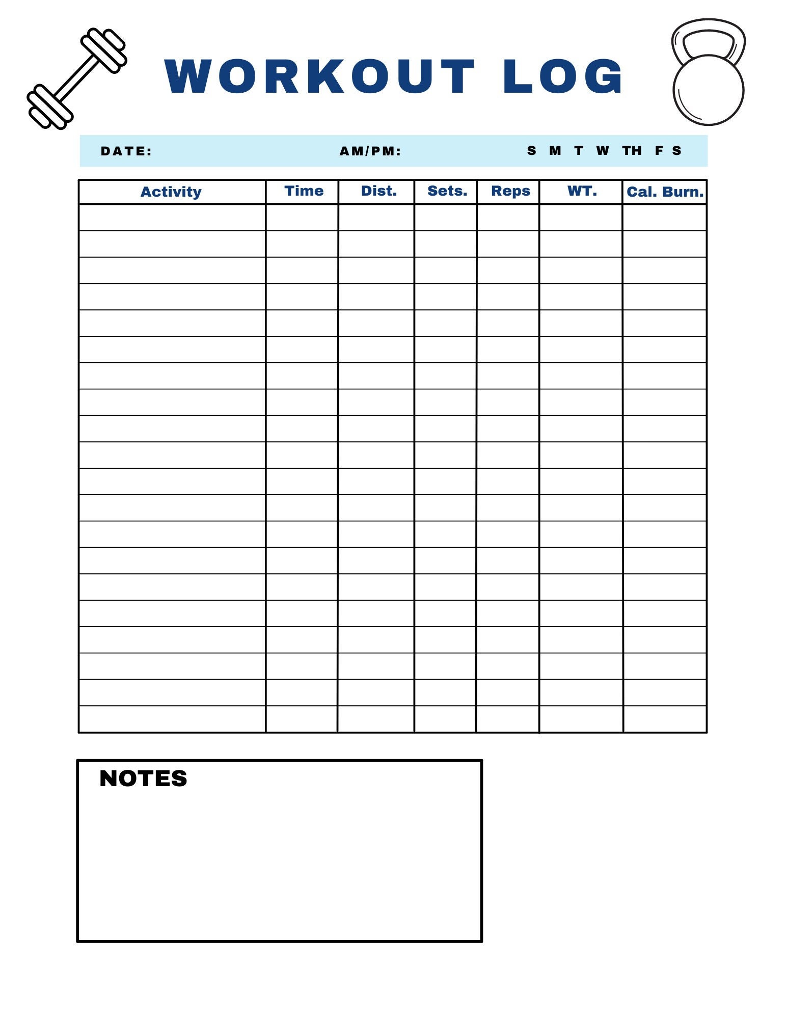 Fitness Progress Tracker Template For Men Example