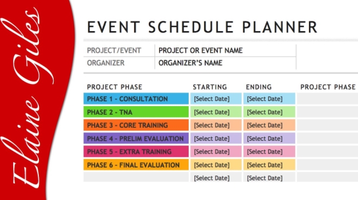 Five Day Event Schedule Template Sample