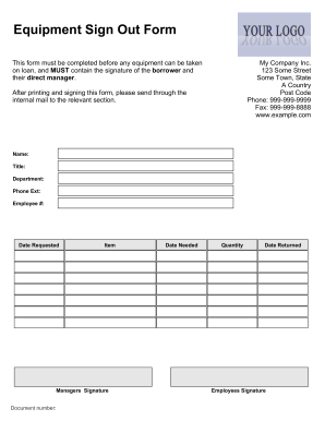 Football Equipment Sign out Sheet Template Example