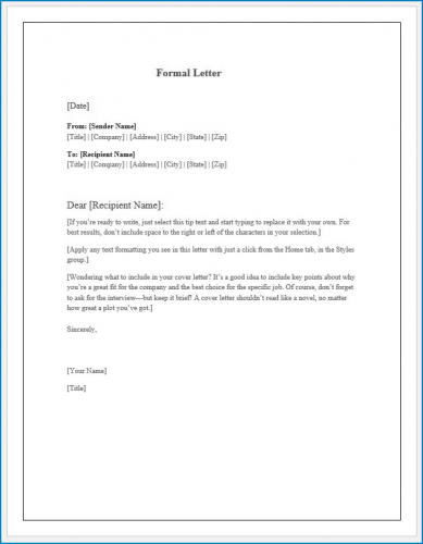 √ Free Editable Formal Letter Template