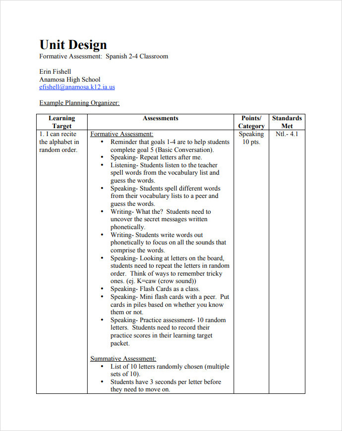 Formative Assessment Strategies Template