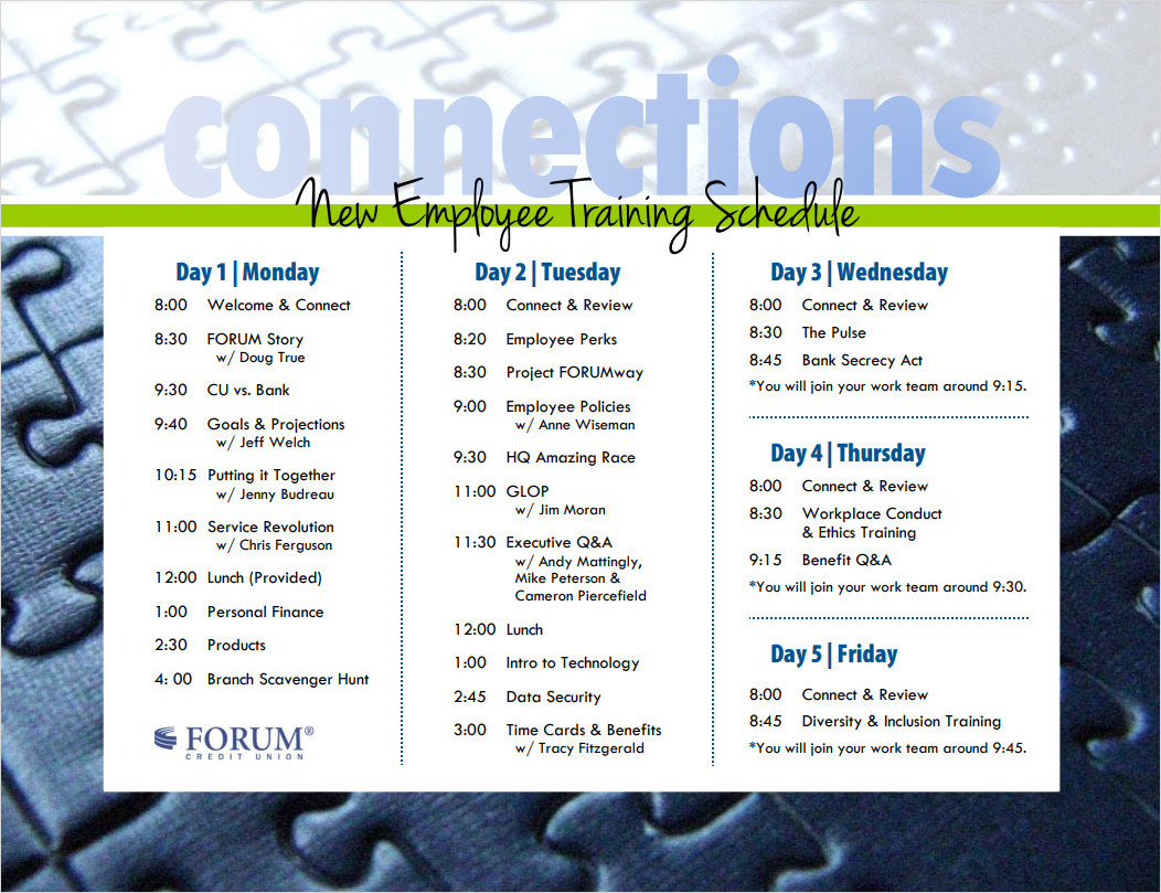 Free New Employee Training Schedule Template