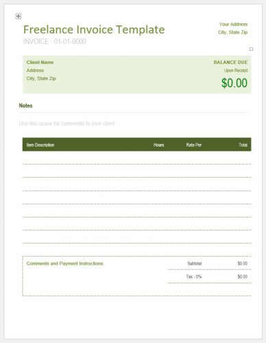 √ Free Printable Freelance Invoice Template