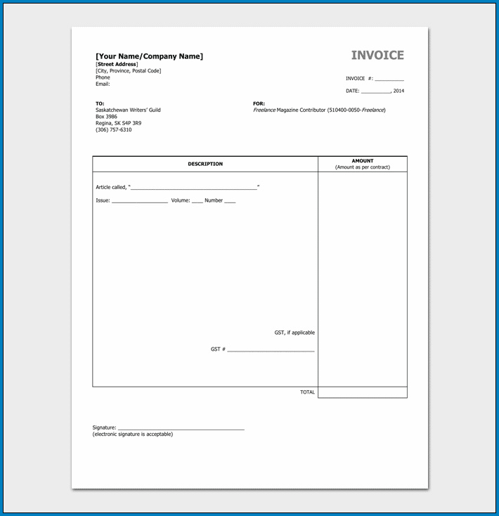 Freelance Invoice Template Example