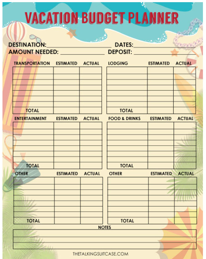 Friends Trip Budget Worksheet Template Sample