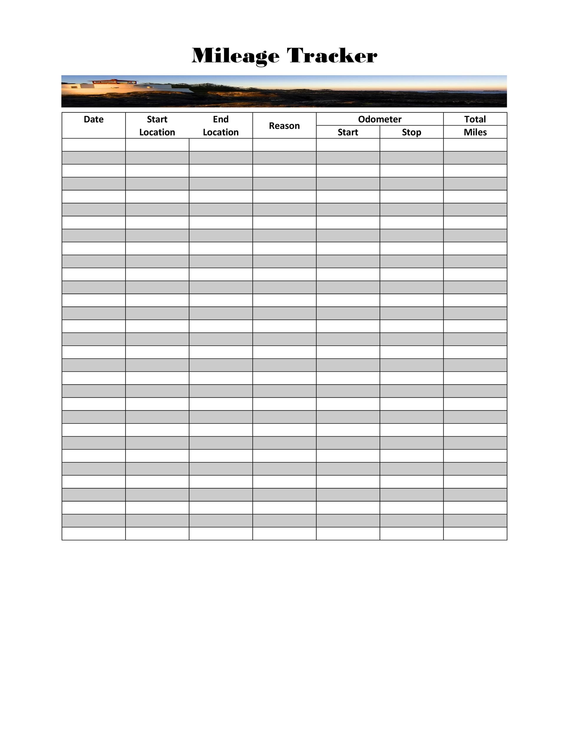 Gas Mileage Worksheet Template Sample