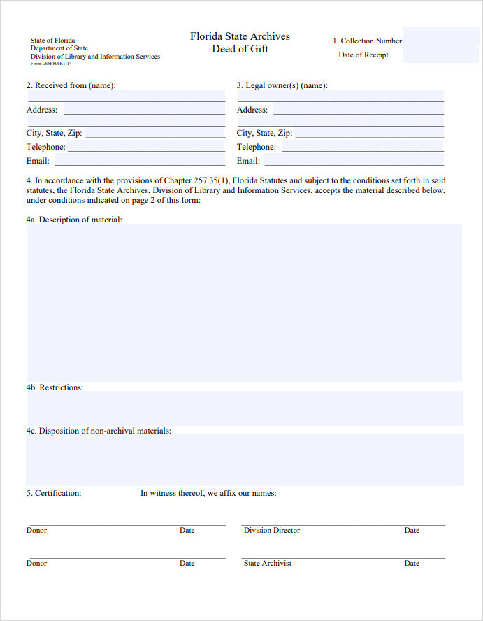 General Deed of Gift Form