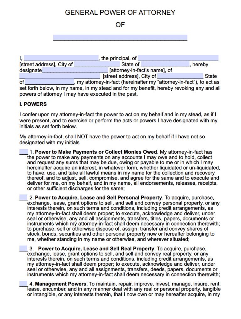 General Power Of Attorney Form