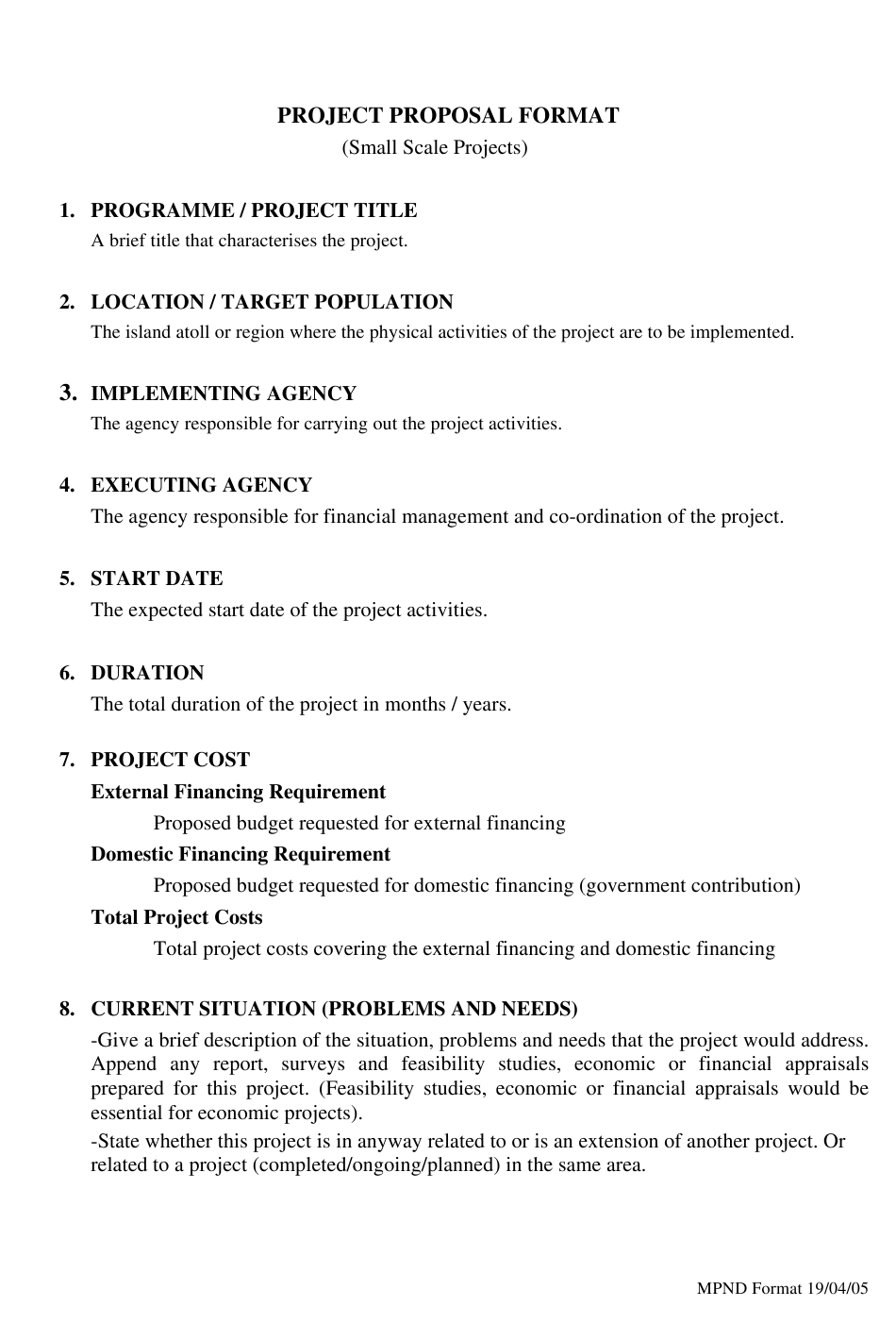 Governmental Project Proposal Template Sample