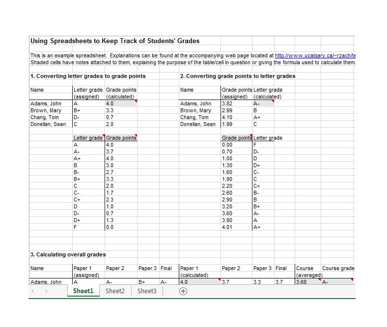 Grade Book template