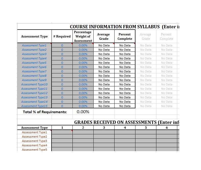 Grade Book template