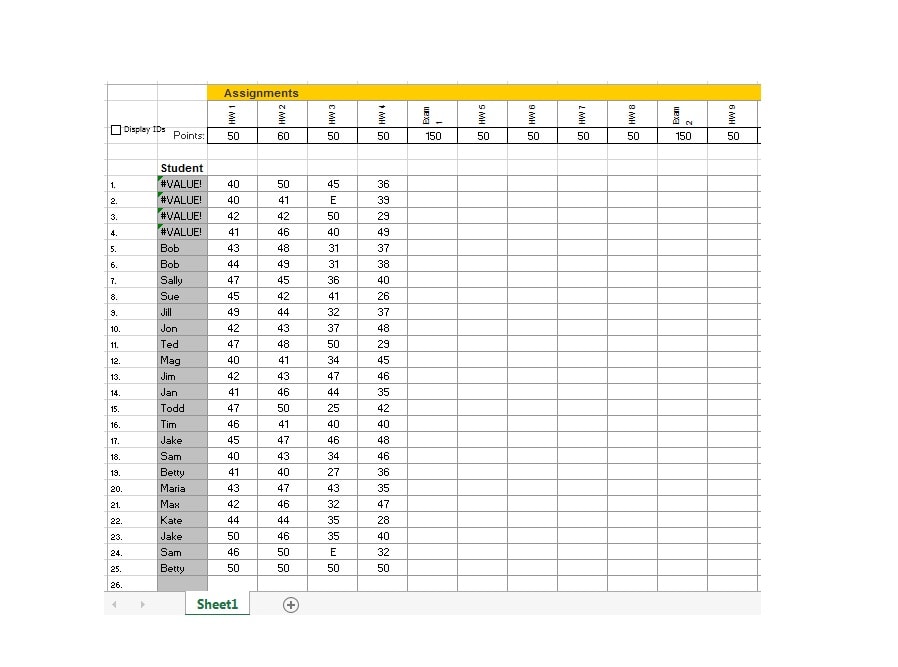 Grade Book template