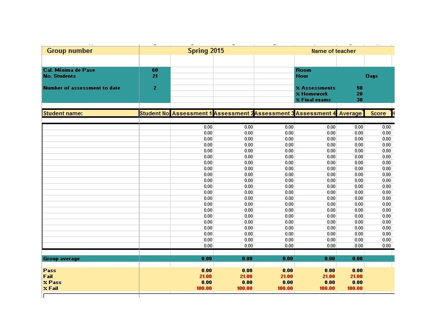 Grade Book template