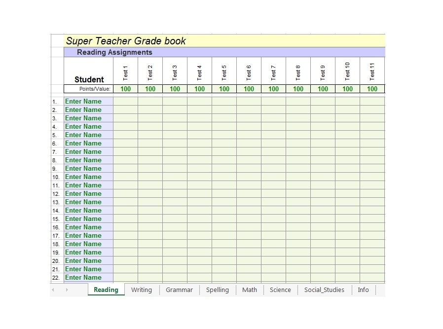 Grade Book template