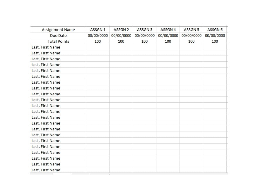 Grade Book template