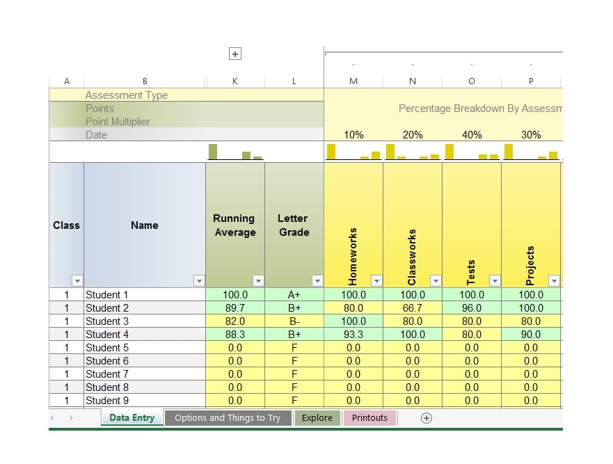 Grade Book template