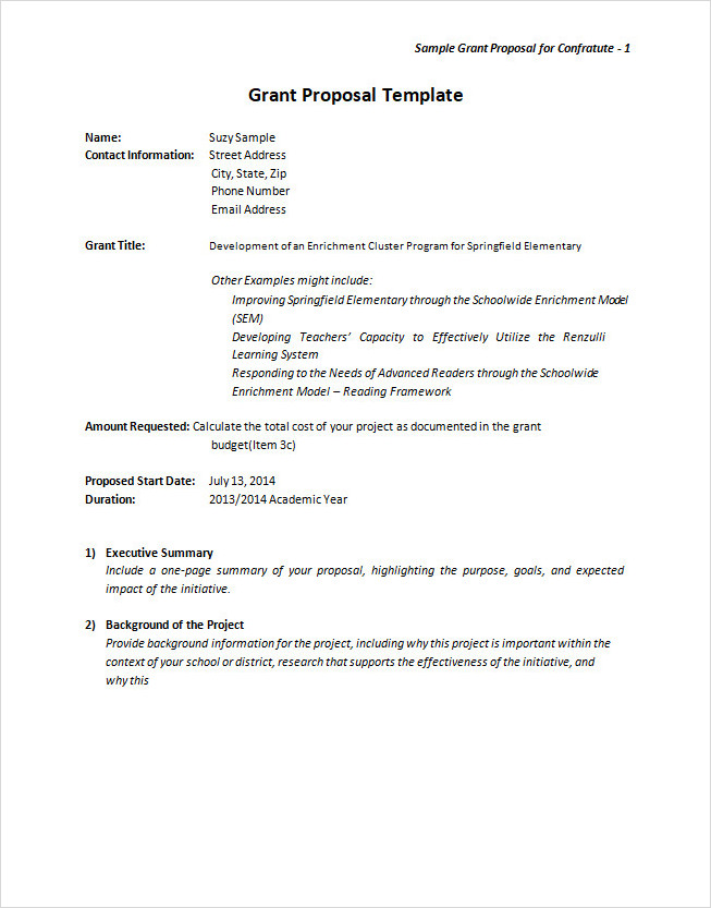 Grant Proposal Template Free