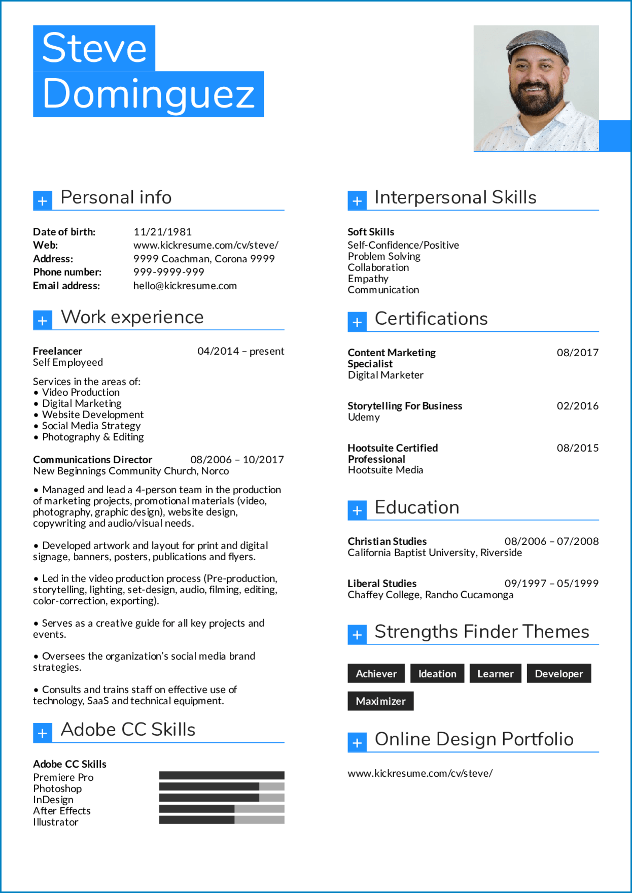 Graphic Design Resume Template Example