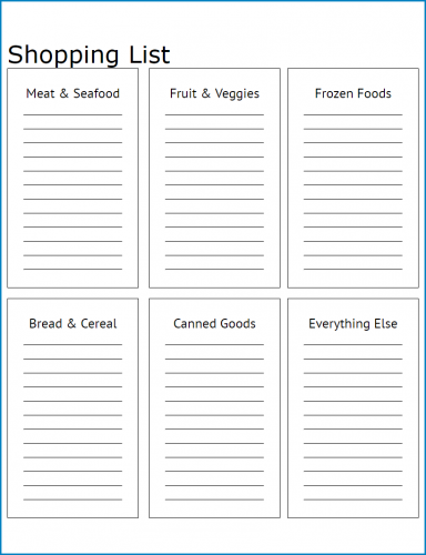 free printable grocery list template templateral