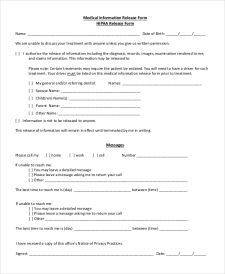 HIPAA Medical Records Release Form Sample | Templateral