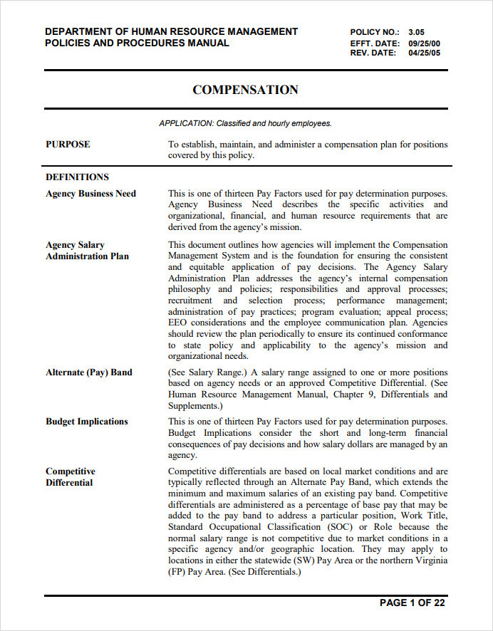 HR Compensation Plan Template