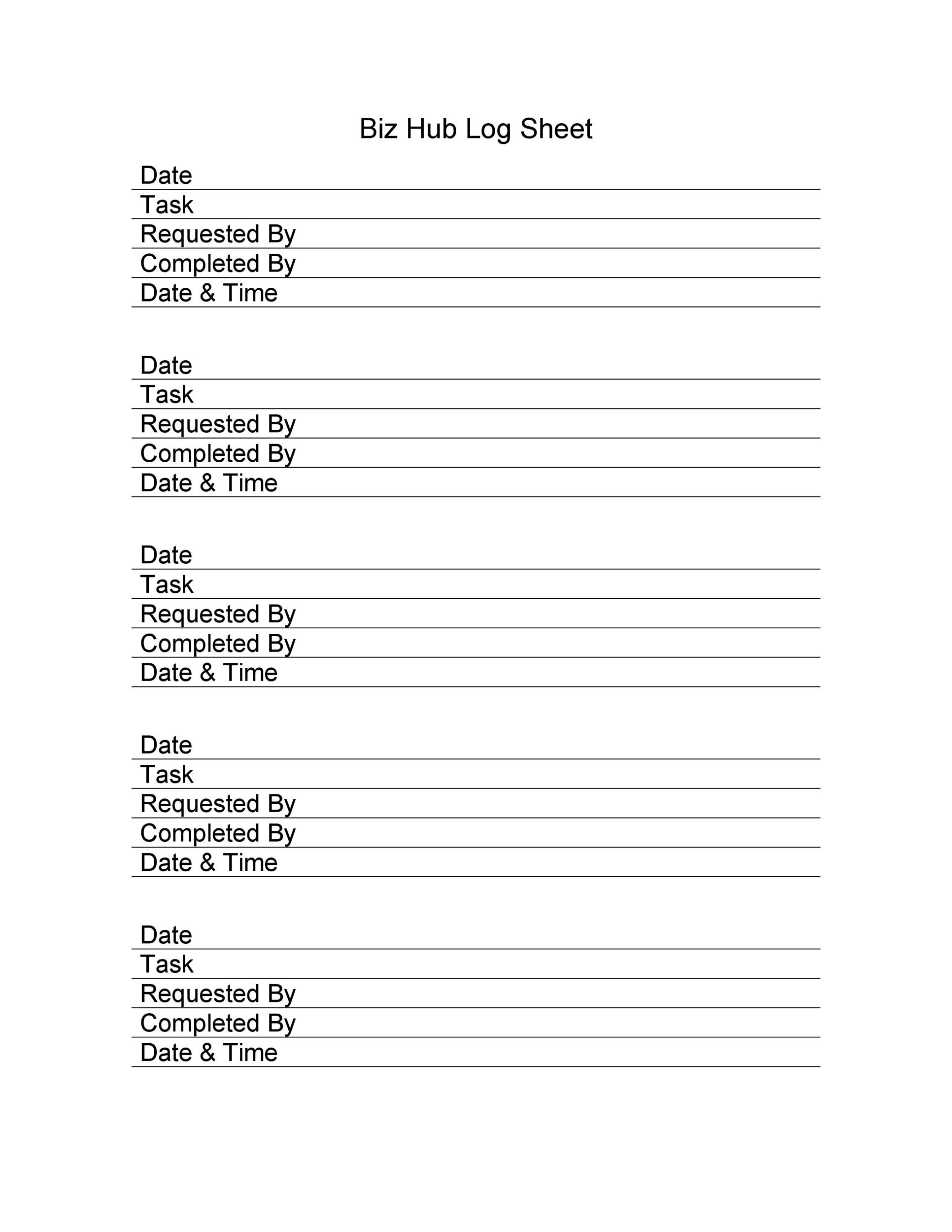 Hardware Log Sheet Template Sample