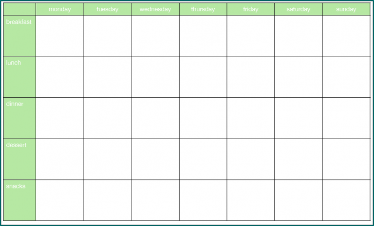 Healthy Weekly Meal Plan Template Sample