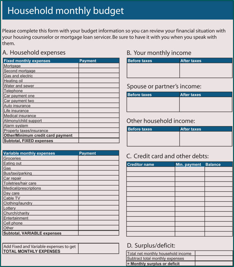 Home Budget Template Sample