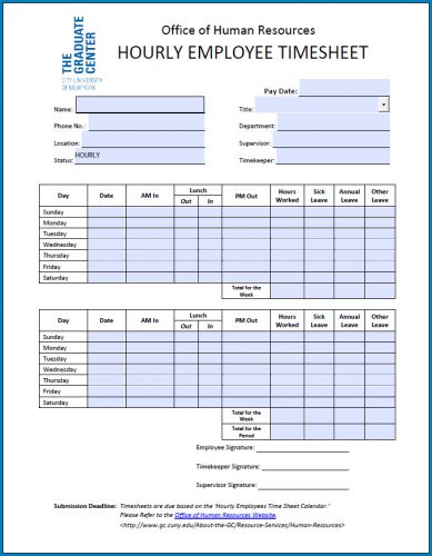 √ Free Printable Hour Timesheet Template