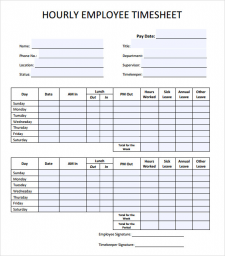 √ Free Printable Hour Timesheet Template