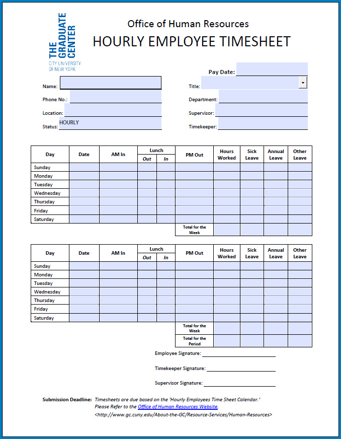 Free Printable Hour Timesheet Template