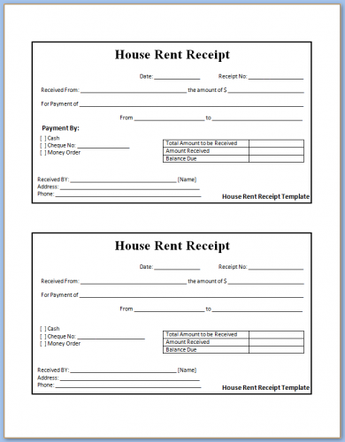 √ Free Printable House Rent Receipt Template