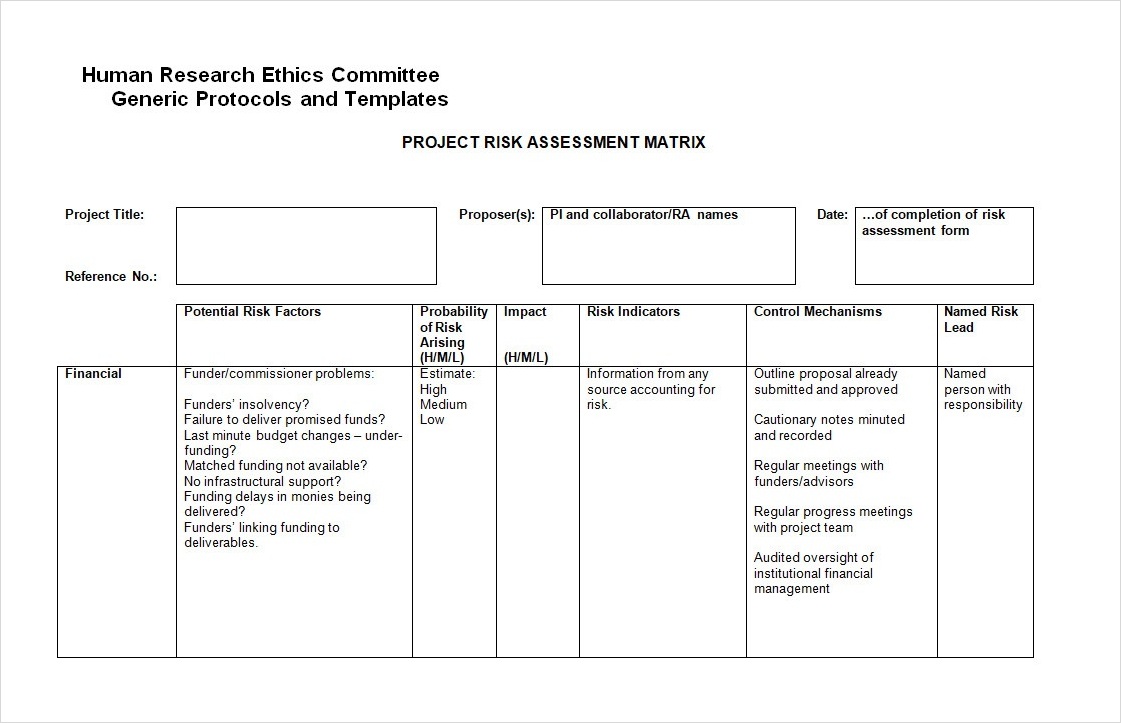 IT Project Risk Assessment Template