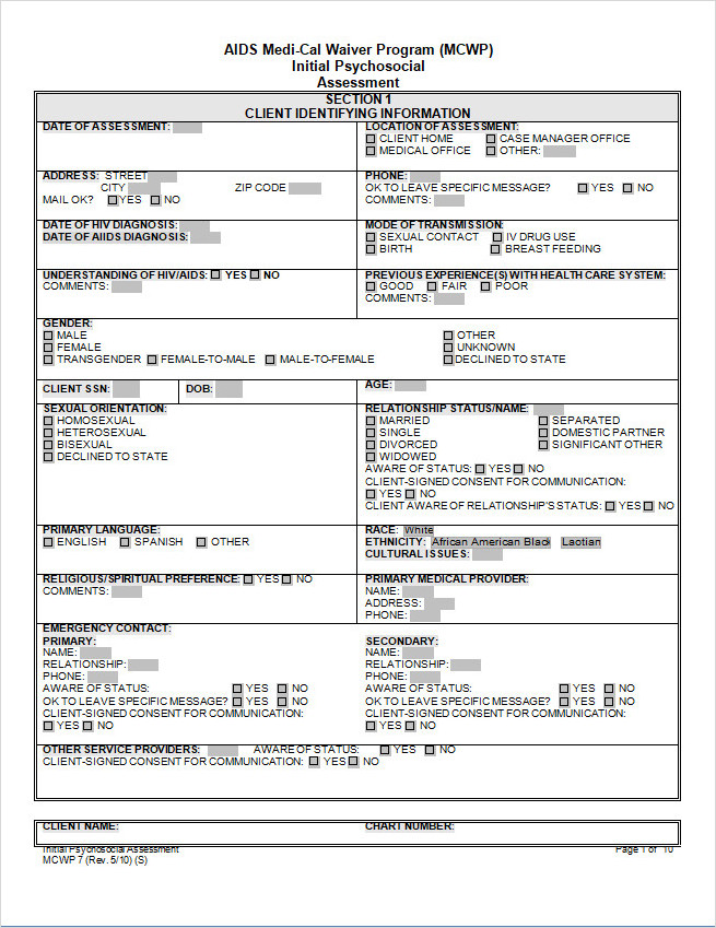 Initial Psychosocial Assessment Template Word