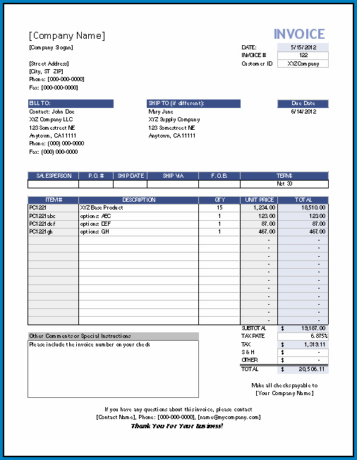 √ Free Printable Invoice Template Excel