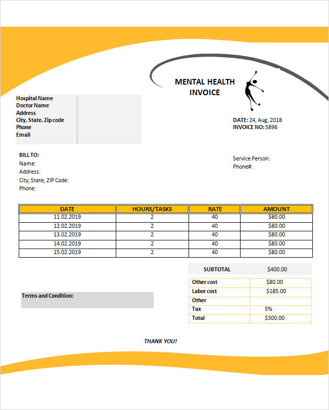 Invoice Template For Mental Health Services