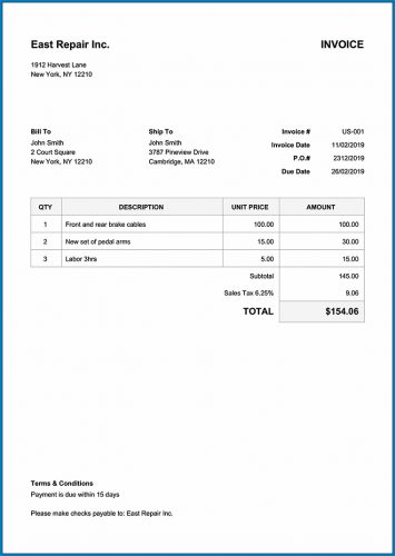 √ Free Printable Invoice Template PDF