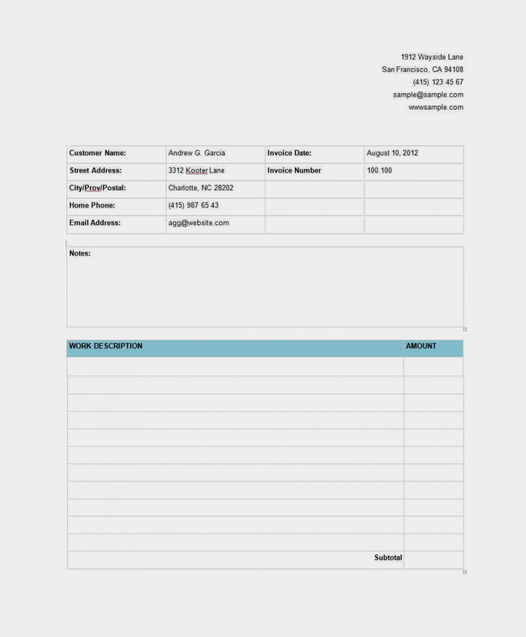 √ Free Printable Invoice Template Word