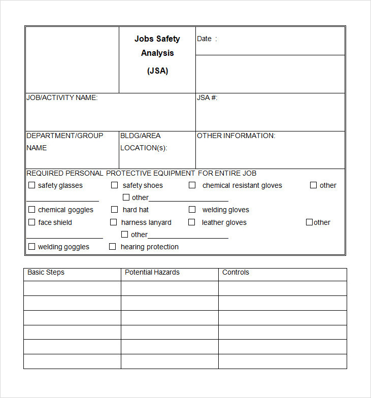 Job Safety Analysis Template Word