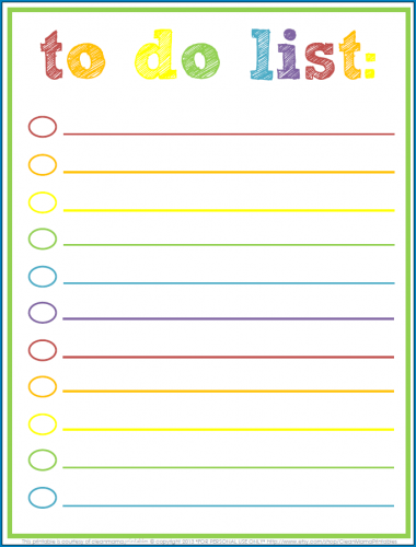 √ Free Printable Kid To Do List Template