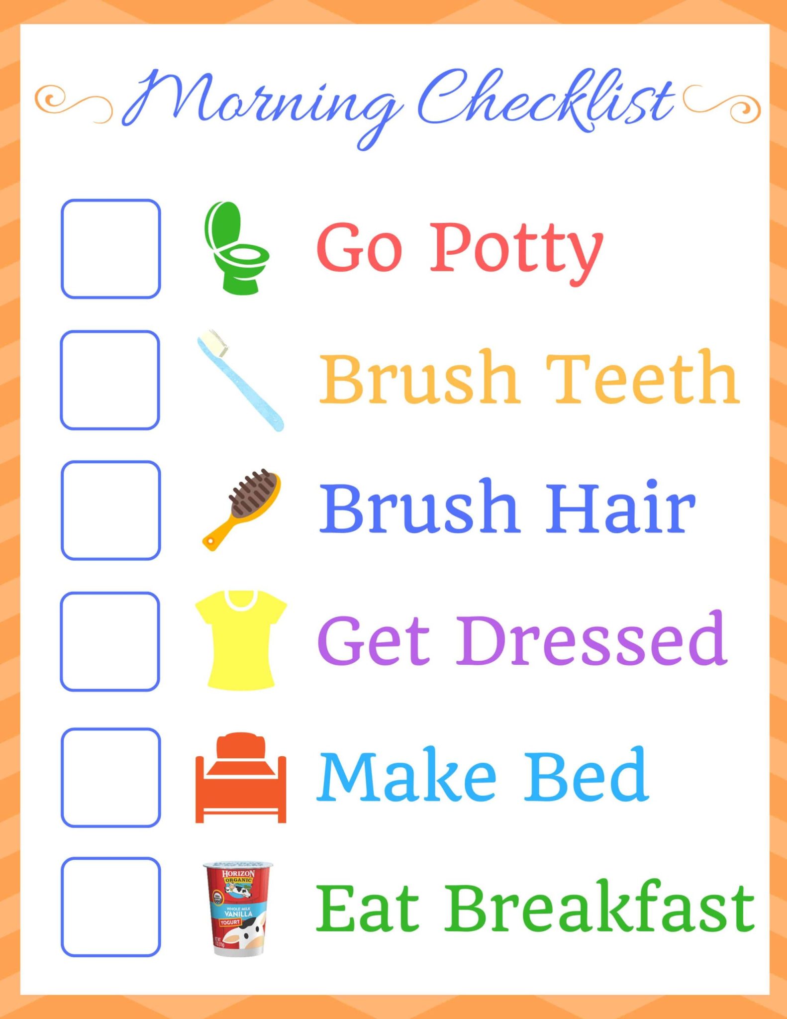 √ Kid’s Morning Checklist Template