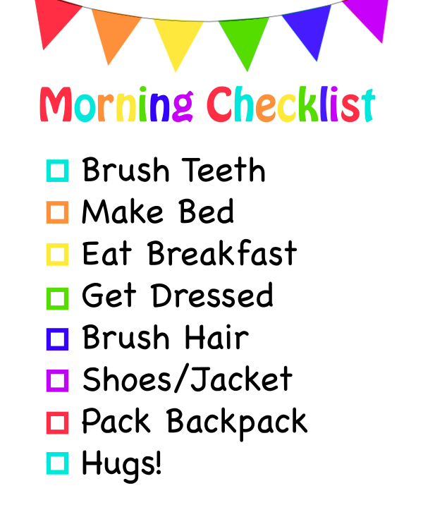 Kid's Morning Checklist Template Example