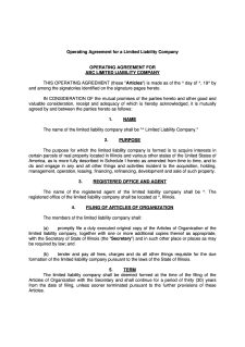 LLC Operating Agreement Template Sample