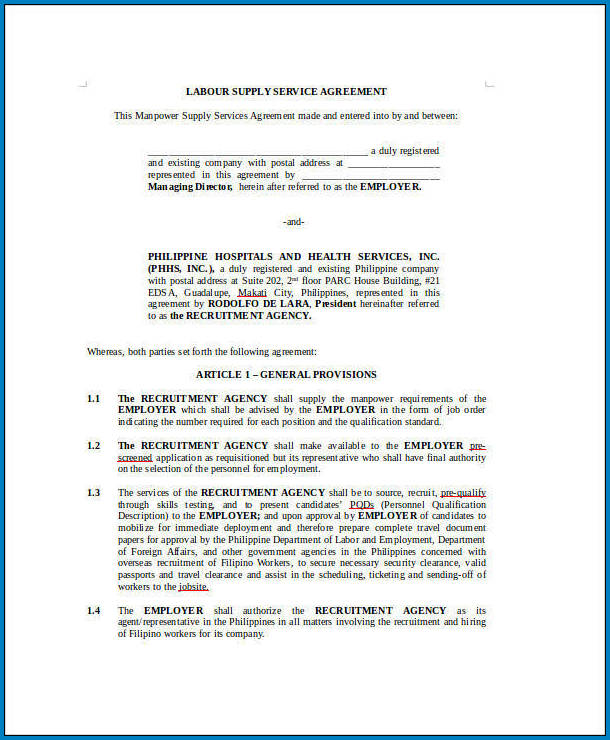 Free Labour Contract Agreement For Construction Of House Templateral