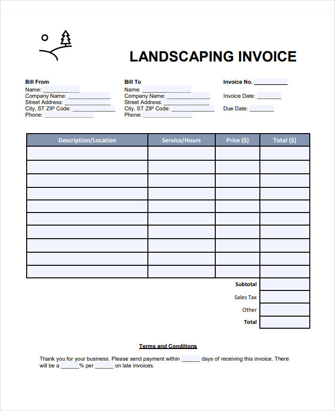 Landscaping Invoice Template